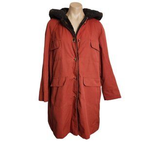 Vintage Burnt Orange Forcaster Of Boston Vintage Faux Fur Lined Hooded Jacket